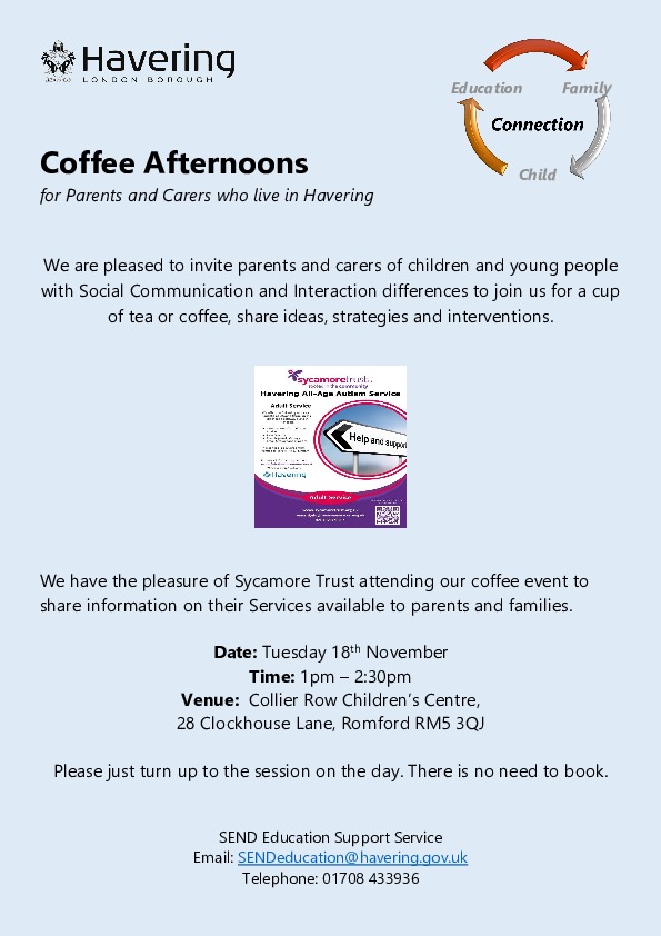 Professional speaker at Coffee Afternoons flyer Collier Row 2025 26